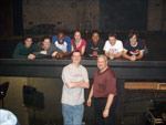 Sam spends a few moments with music director Chris Stivers, choreographer Katie Ebeling, and the 6 hosts of "Songfest 2005: Patent Pending"