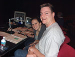 Sam and choreographer Katie Ebeling pause a moment to pose for a picture during a Songfest host rehearsal